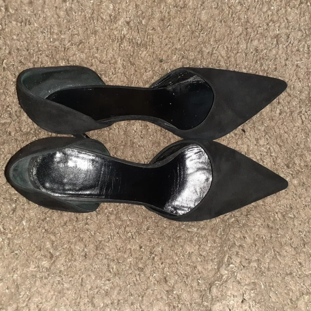 SAINT LAURENT-Paris Skinny 80 D’orsay Black Suede Pumps-Sz 38-Very Good-READ - Picture 6 of 8